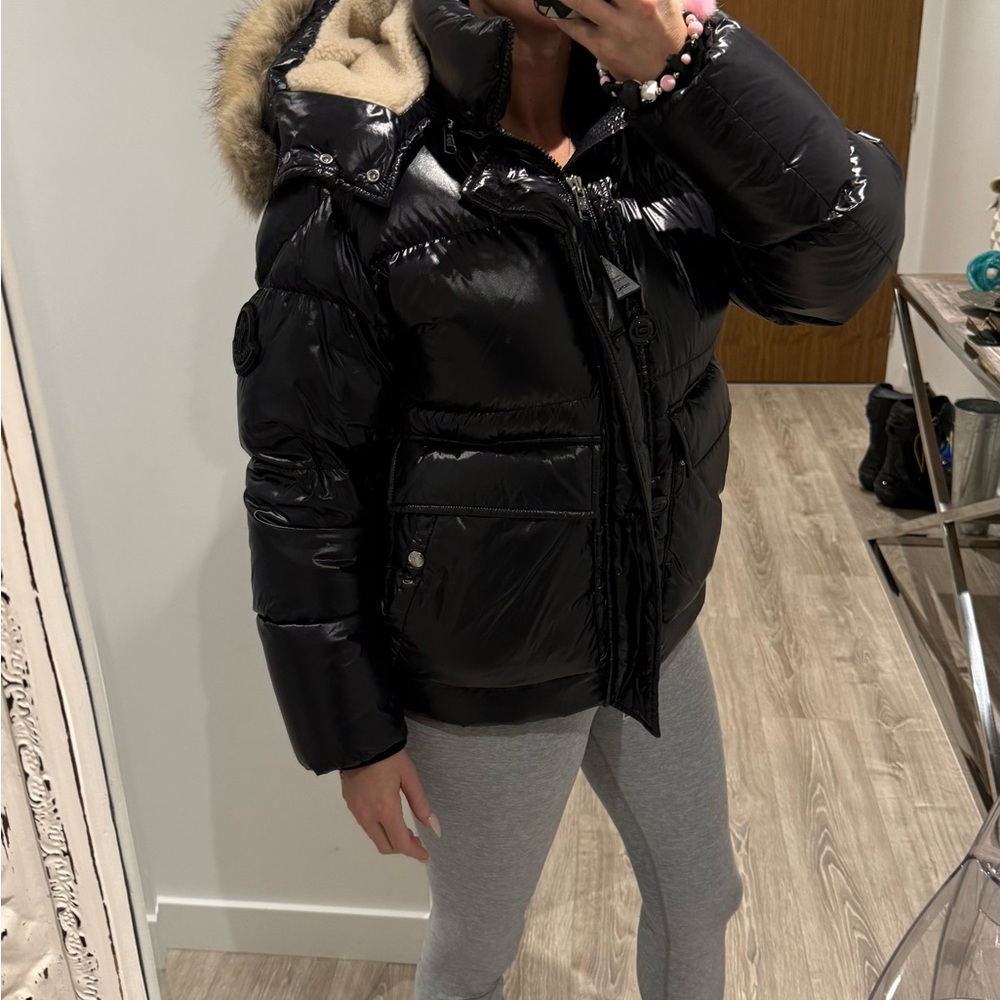 Moncler Women’s Black Shiny Winter Jacket – Size 1 (Authentic)